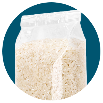 Rice packed in modified atmosphere